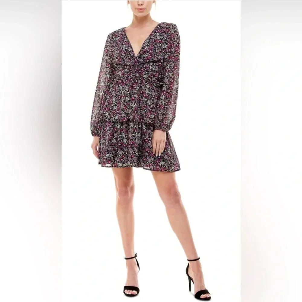 Speechless Womens Twist Front Mini Fit & Flare Dress Junior Size 13